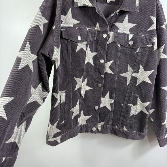 Altar'd State Star Struck Gray Corduroy Jacket Small Oversized Classic Trucker - Picture 5 of 11